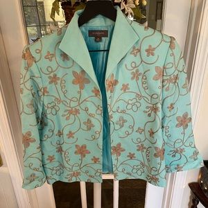 Liz Claiborne Floral Embroidered Cropped Jacket Blazer 10